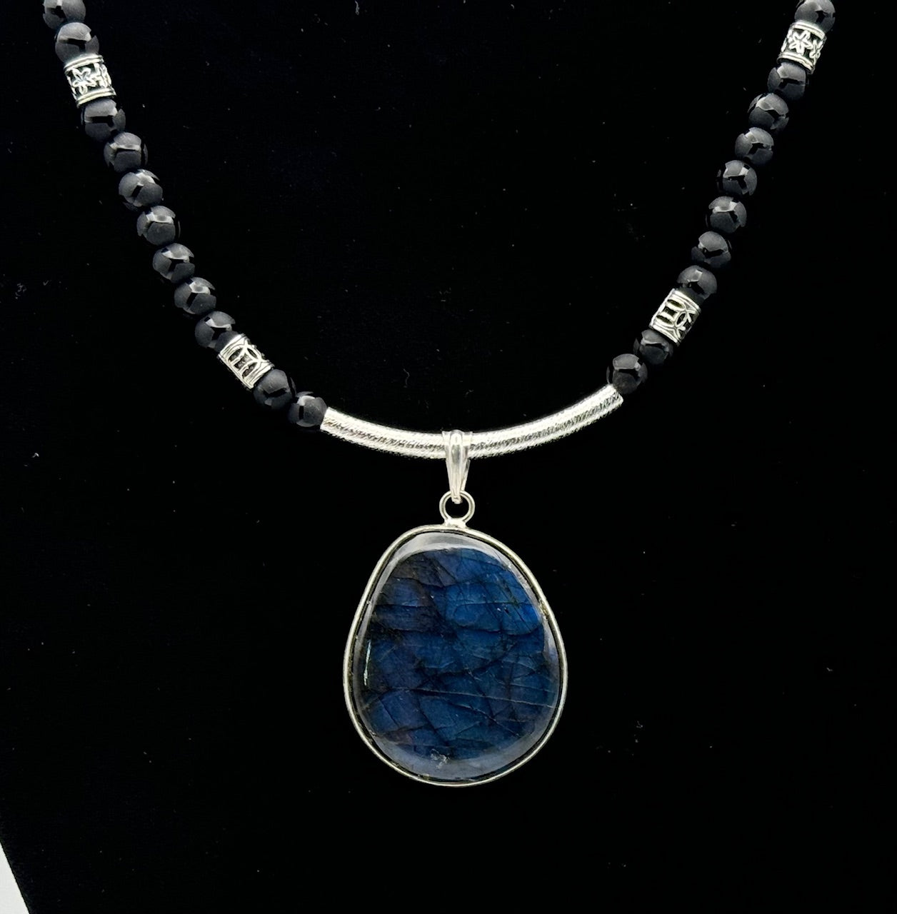 Black Jasper w/ Labradorite Pendent