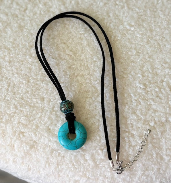 Pyrite turquoise color Pendent Necklace