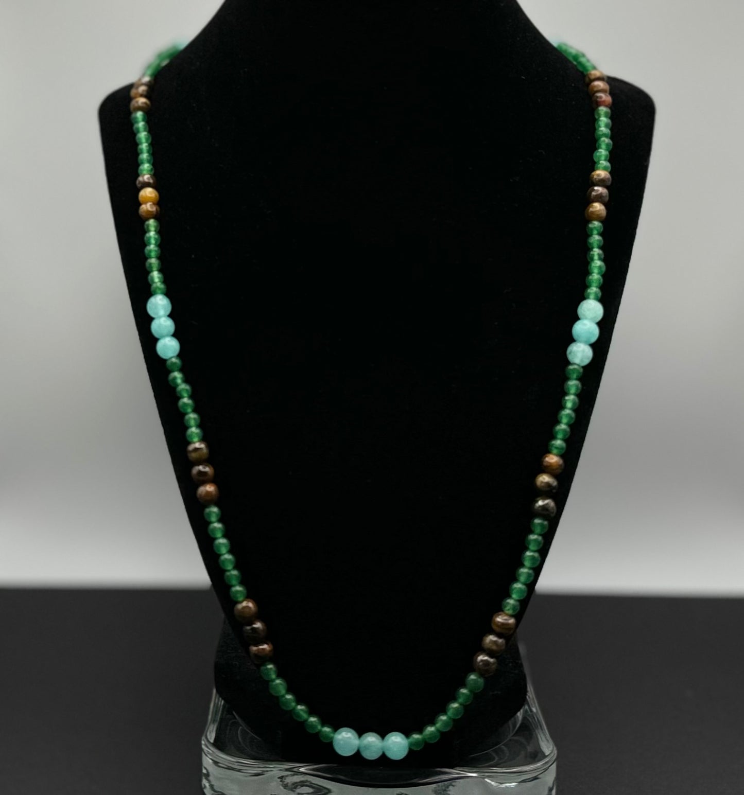 Green Aventurine, Tiger Eye, Jade Bead Necklace