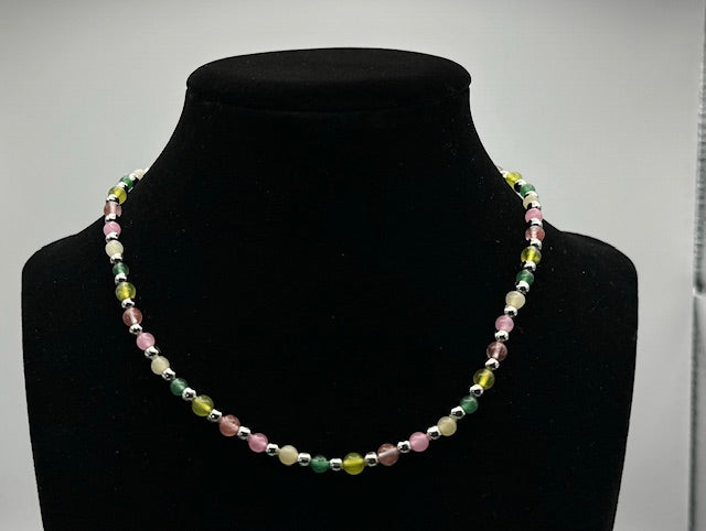 Green & Yellow Stone Beaded Necklace