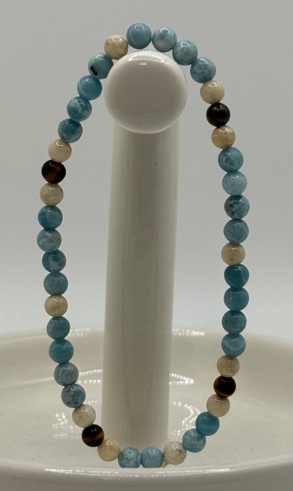 Larimar with Tight Eye beaded bracelet