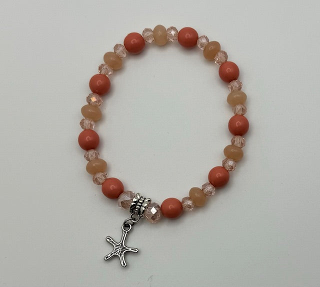 Peach & Tan Beads Bracelet