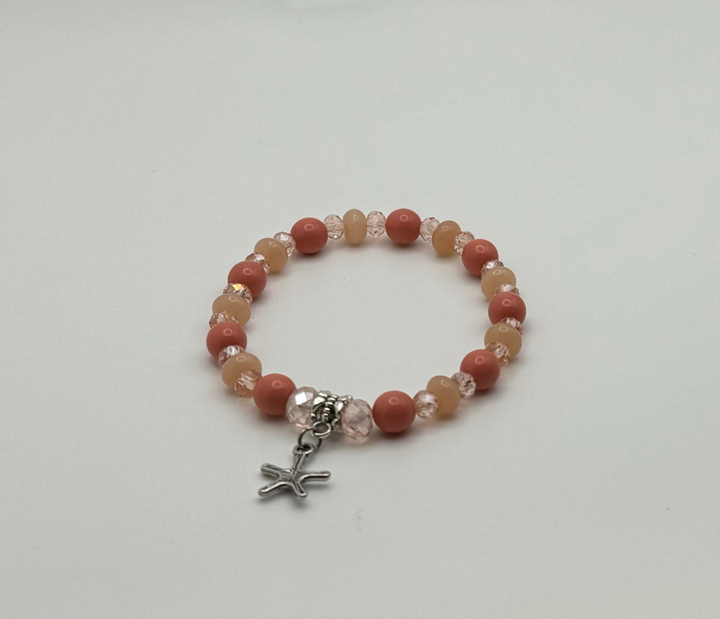 Peach & Tan Beads Bracelet