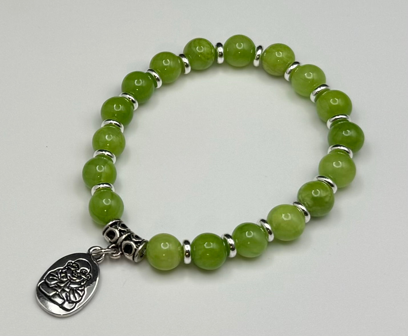 Green Jade w/ Budha Charm Bracelet