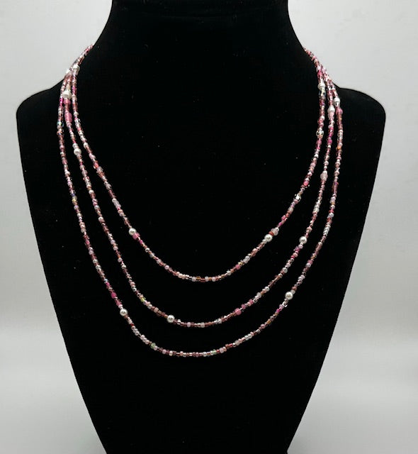 Pink 3-Row Necklace