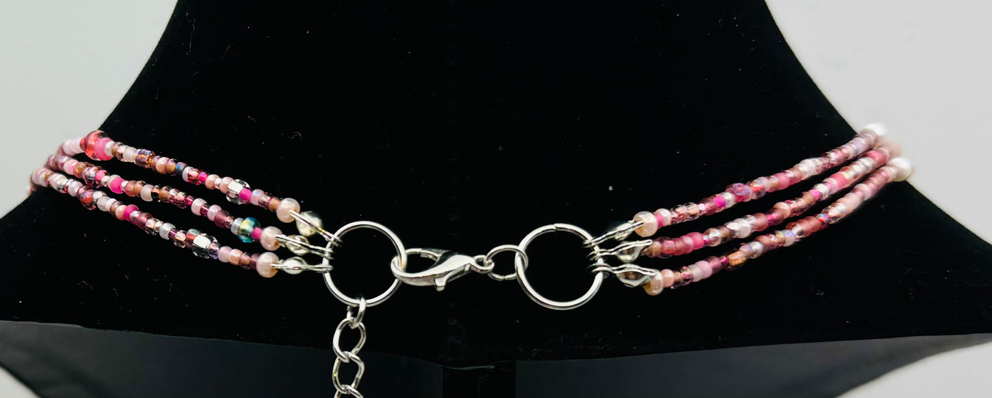 Pink 3-Row Necklace