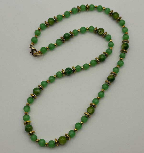 Green Cat Eyed Beaded Necklace