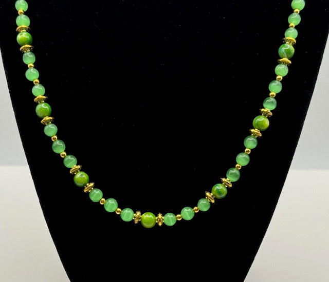 Green Cat Eyed Beaded Necklace