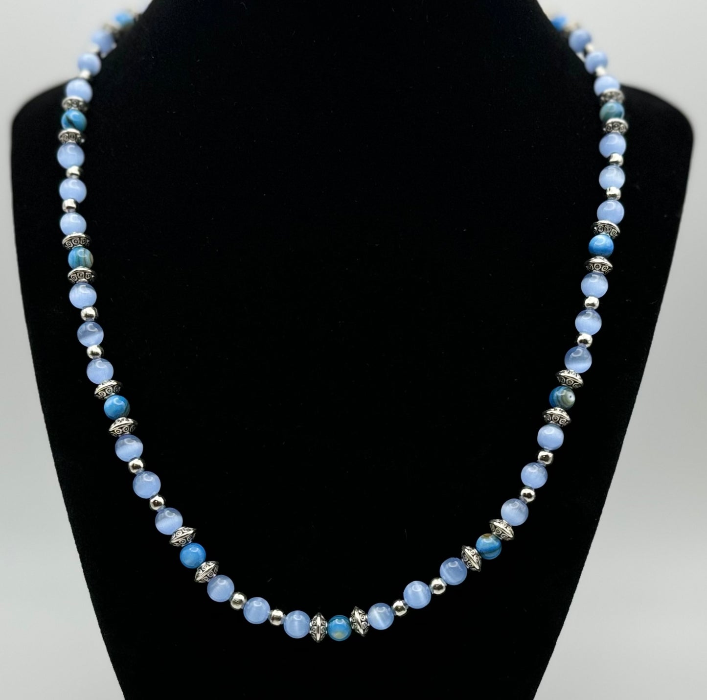 Blue Cat-Eyed beaded Necklace