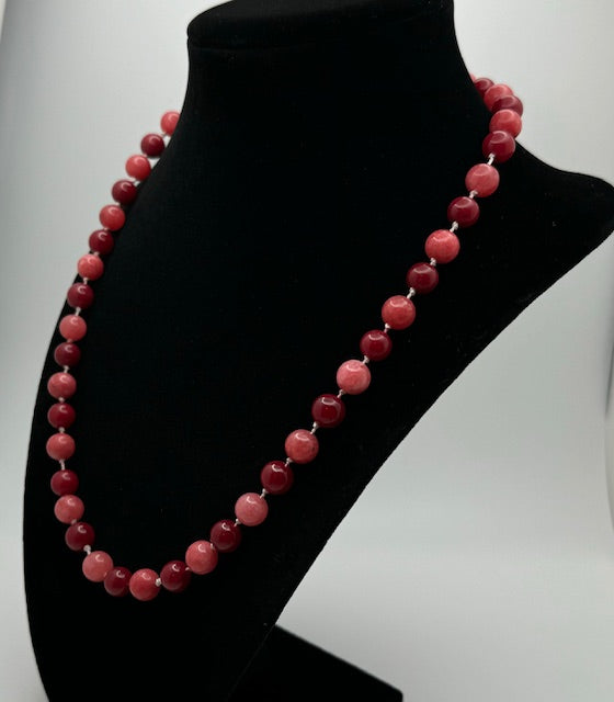 Red Jade & Chalcedony knot chain Necklace