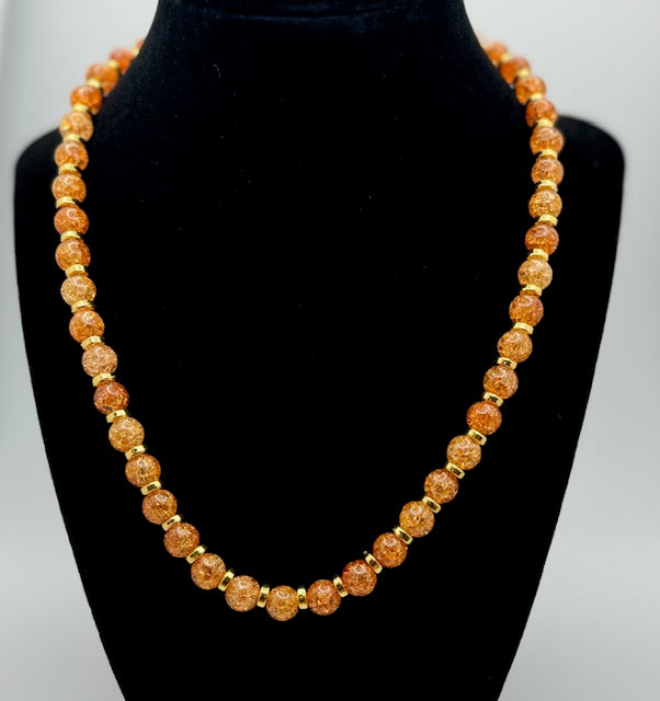 Orange crackle bead Necklace
