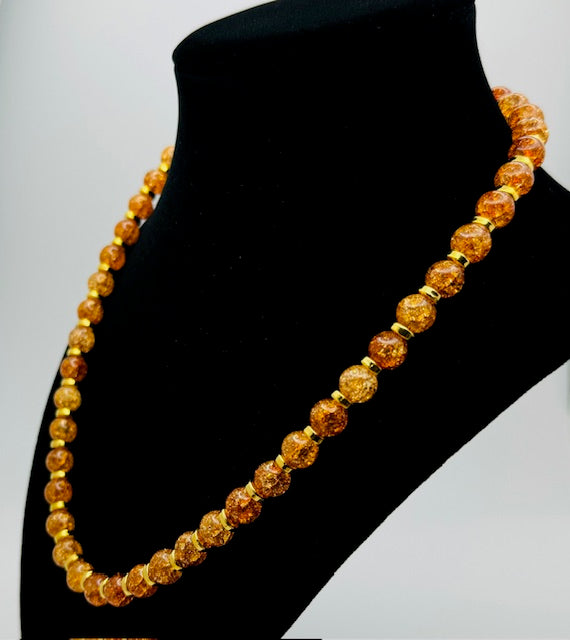 Orange crackle bead Necklace