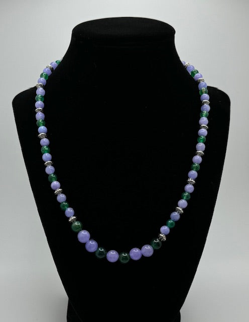 Purple Jade and Grenn Dragon Vein Agate Necklace