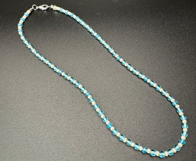Light Blue Chrystal & Seashell Beaded Necklace