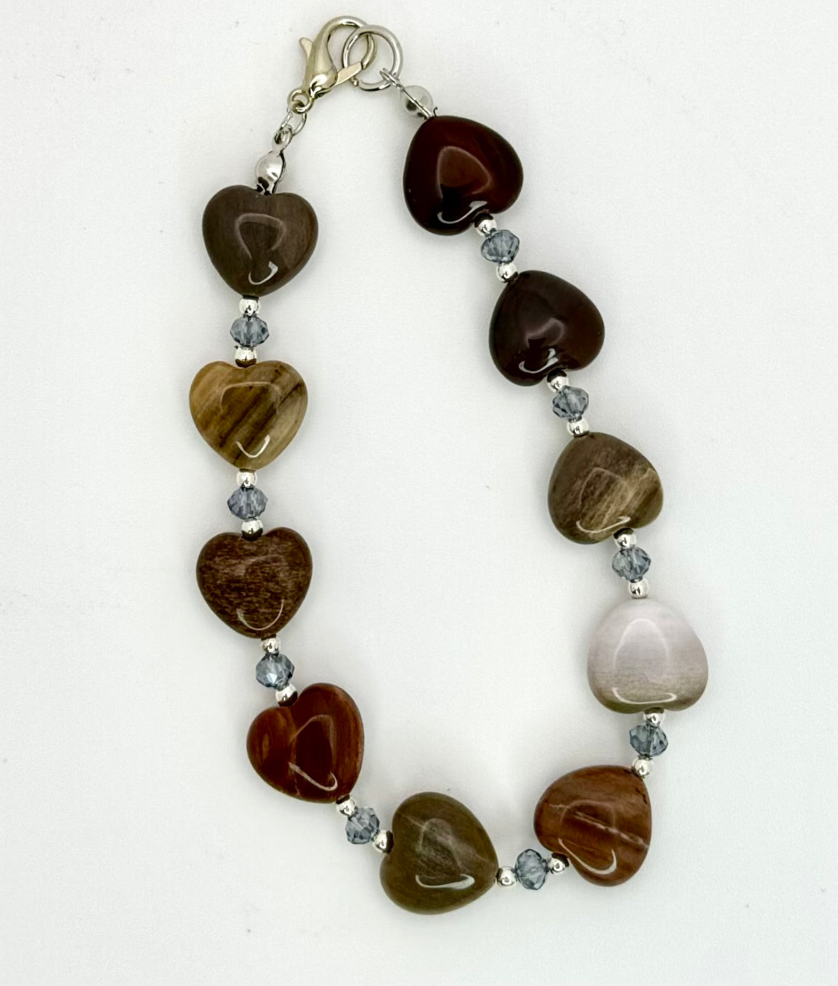 Heart Shape Petrified Wood Stone with Purple Crystals