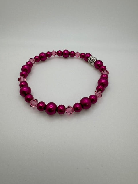Bracelet Metallic Red & Pink Crystals