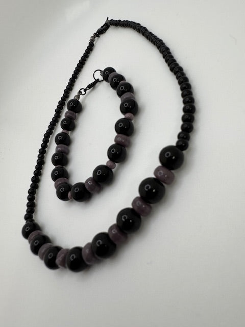 Black Onyx Necklace & Bracelet Set