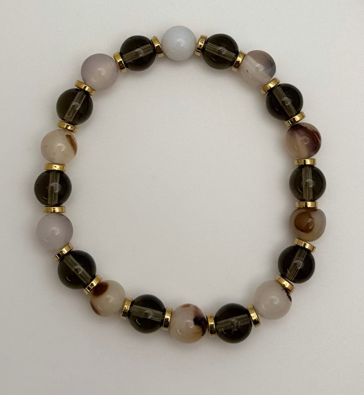White Agate with Smoky Quartz Necklace & Bracelet Set