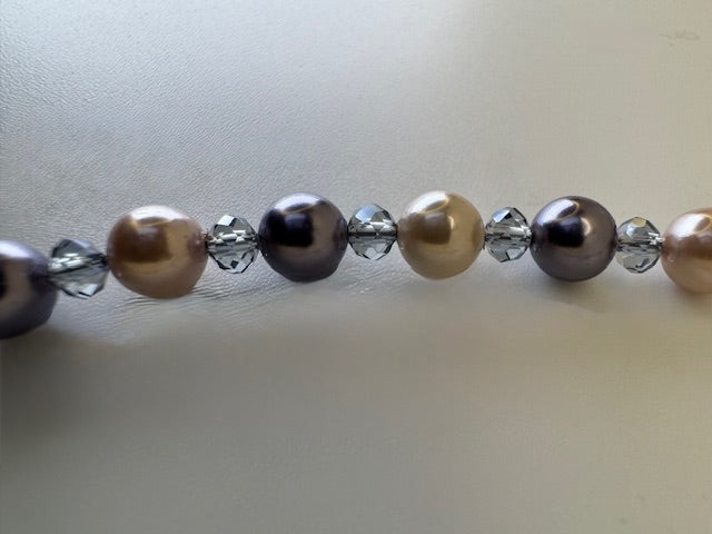 Metallic Grey & Pink Necklace Set