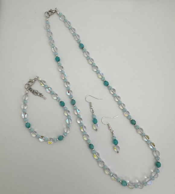 Mermaid Beads with Amazonite Green Necklace Set