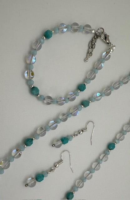 Mermaid Beads with Amazonite Green Necklace Set