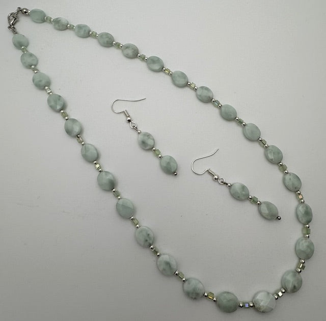 Green Moonstone Necklace & Earring Set