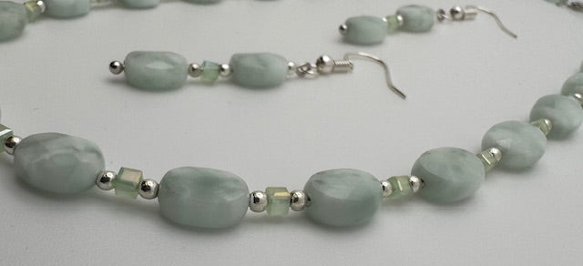 Green Moonstone Necklace & Earring Set