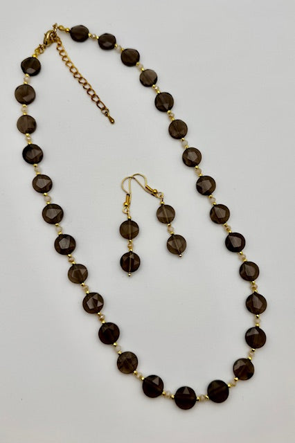 Natural Ice Obsidian Necklace & Earrings set