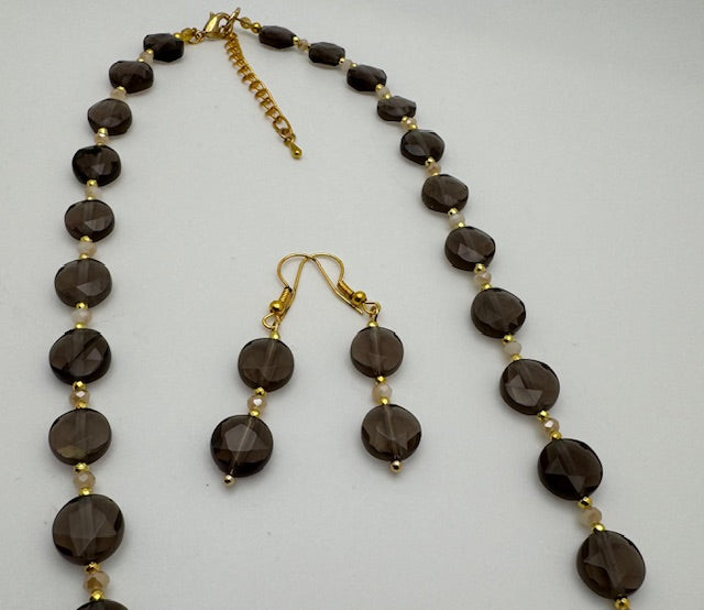 Natural Ice Obsidian Necklace & Earrings set
