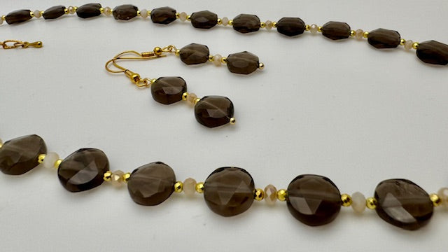Natural Ice Obsidian Necklace & Earrings set