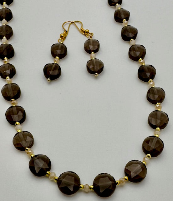 Natural Ice Obsidian Necklace & Earrings set