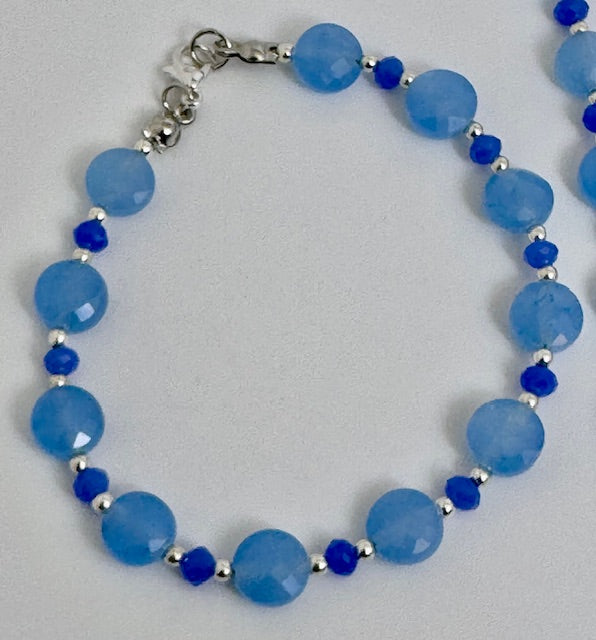 Light Blue dyed Jade Necklace Set