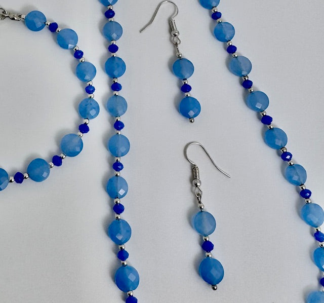 Light Blue dyed Jade Necklace Set