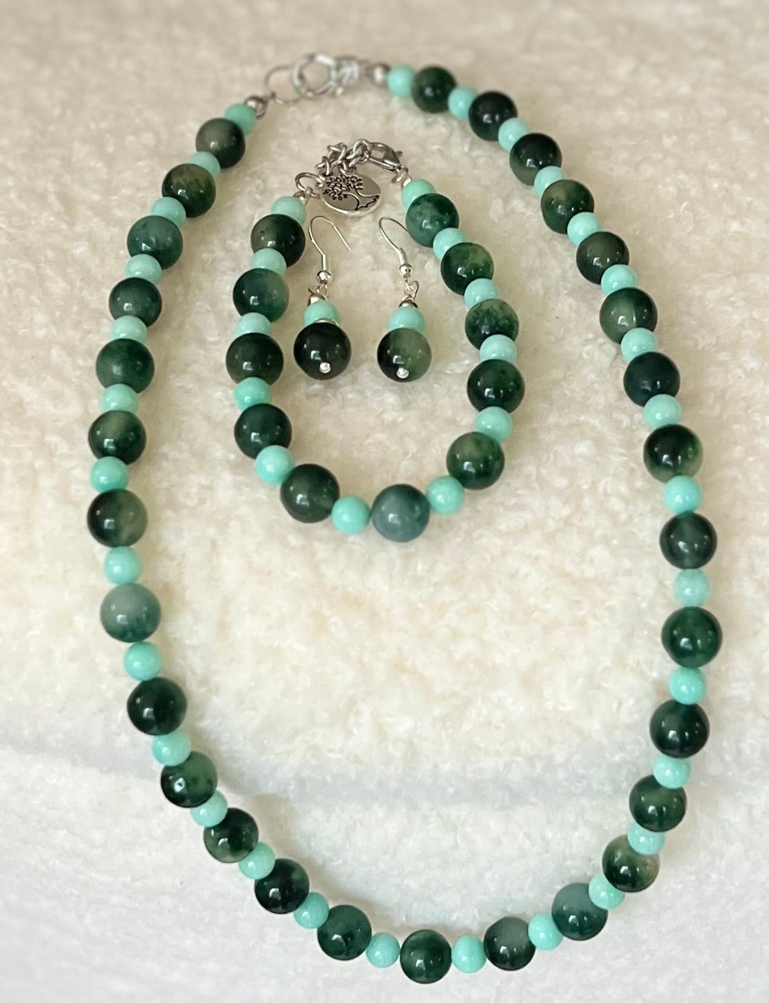Jade Necklace, Bracelet, Earring Set