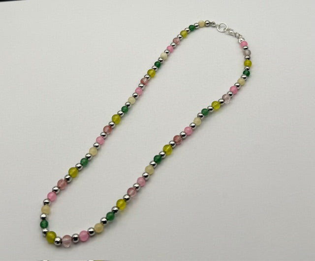 Green & Yellow Stone Beaded Necklace