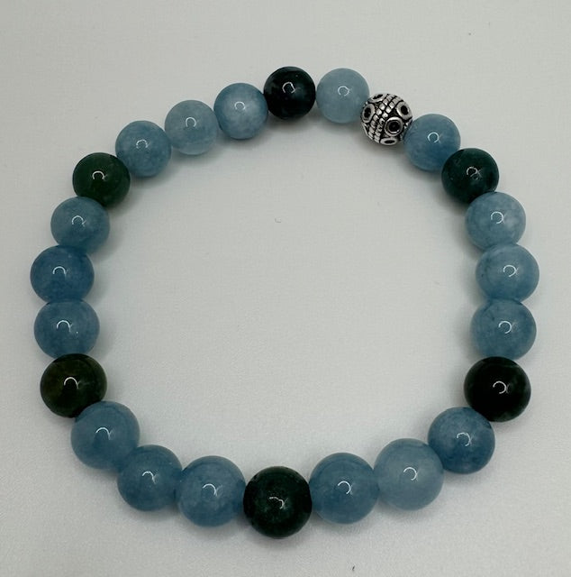 Aquamarine & Moss Agate Bracelet