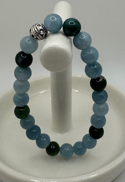 Aquamarine & Moss Agate Bracelet