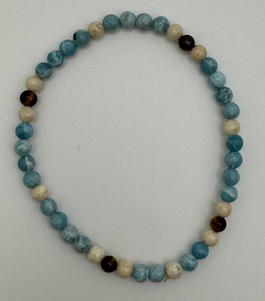 Larimar with Tight Eye beaded bracelet