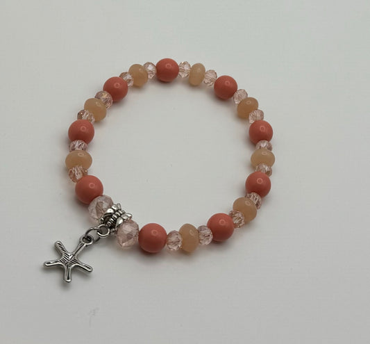 Peach & Tan Beads Bracelet