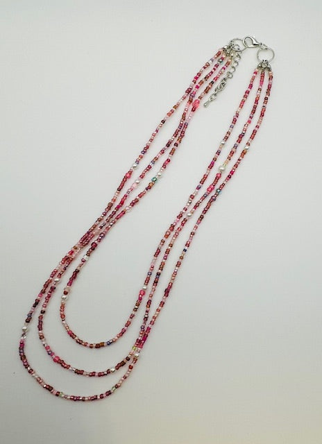 Pink 3-Row  Necklace