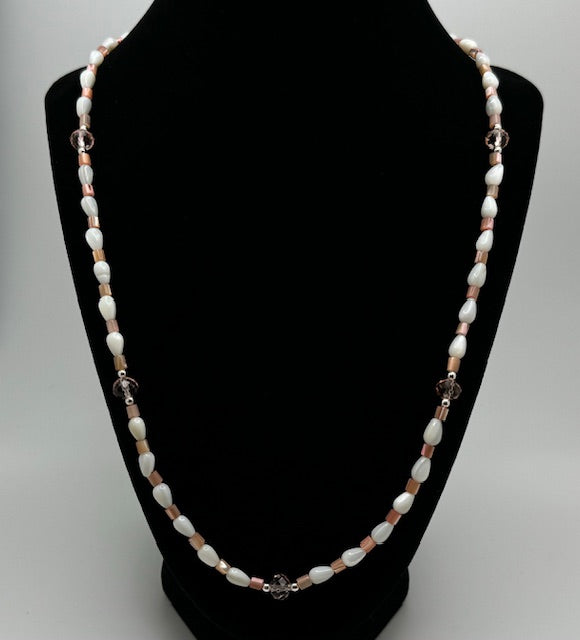 White & Pink Shel Necklace