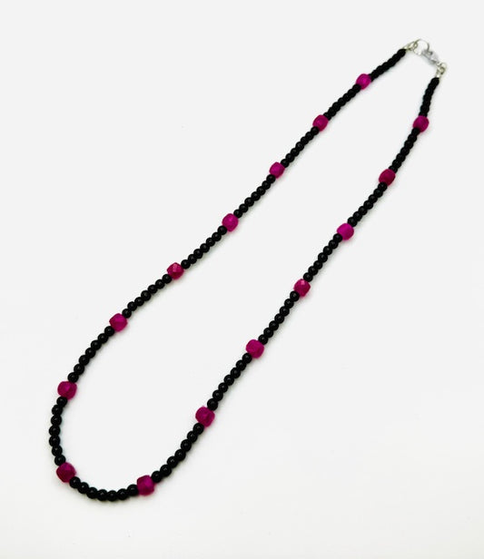 Black Jasper & Magenta Jade Necklace