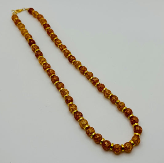 Orange crackle bead Necklace