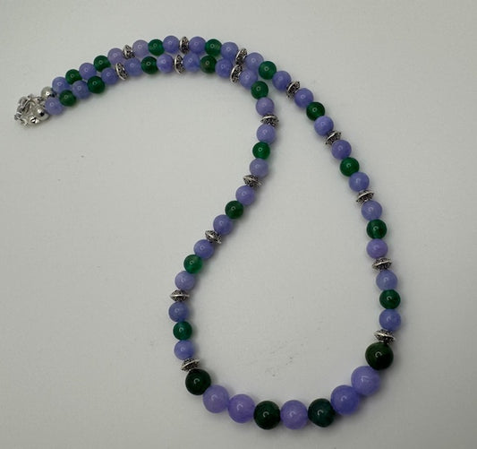 Purple Jade and Grenn Dragon Vein Agate Necklace