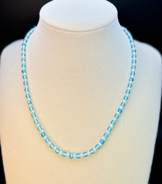 Light Blue Chrystal & Seashell Beaded Necklace