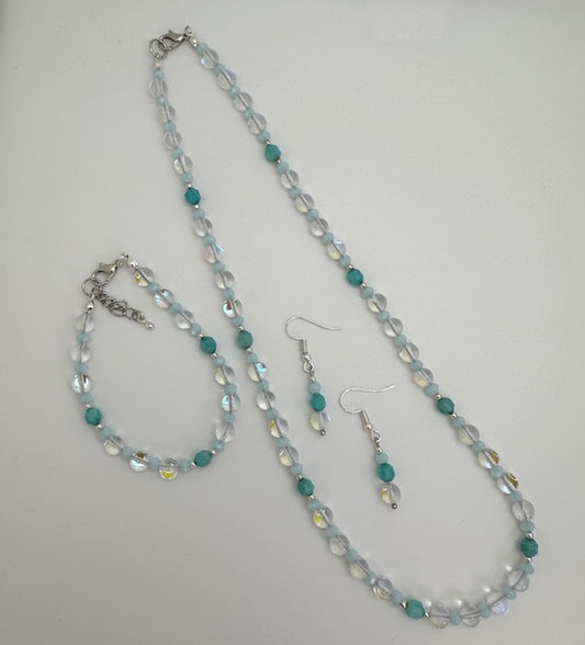 Mermaid Beads with Amazonite Green Necklace Set