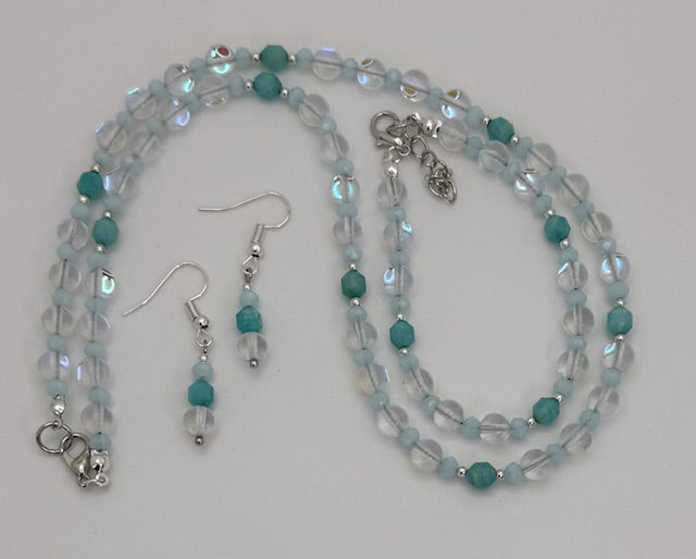 Mermaid Beads with Amazonite Green Necklace Set
