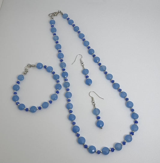 Light Blue dyed Jade Necklace Set