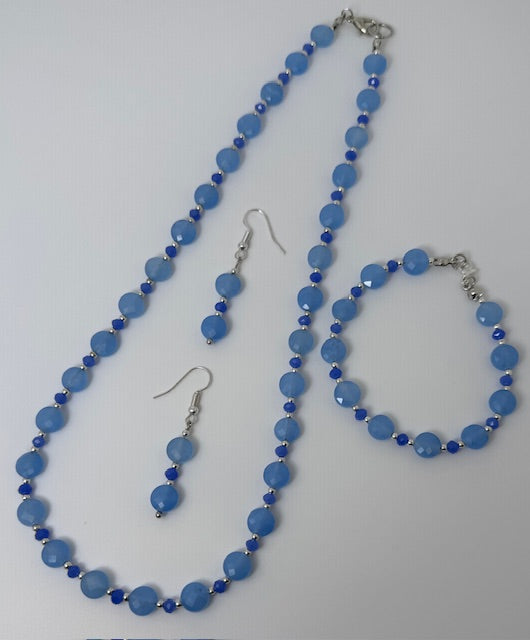 Light Blue dyed Jade Necklace Set