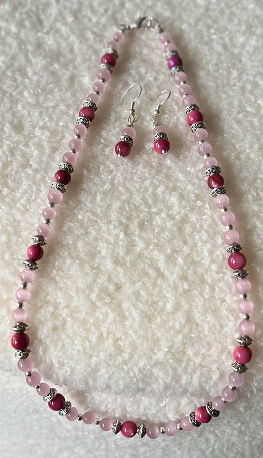 Pink Necklace and Earring Set